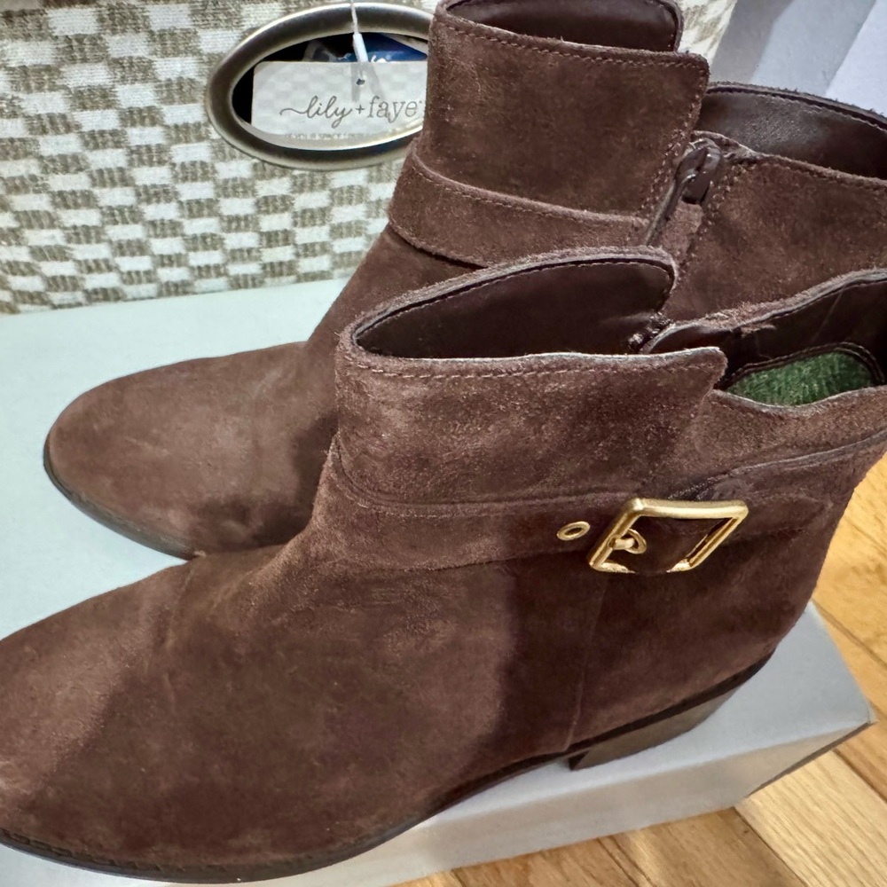 Cole Haan Chocolate Suede Ankle Booties